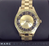 Buy Shop Marc Jacobs Henry Transparent Gold Dial Gold Steel Strap Watch for Women - MBM3338 USA Online