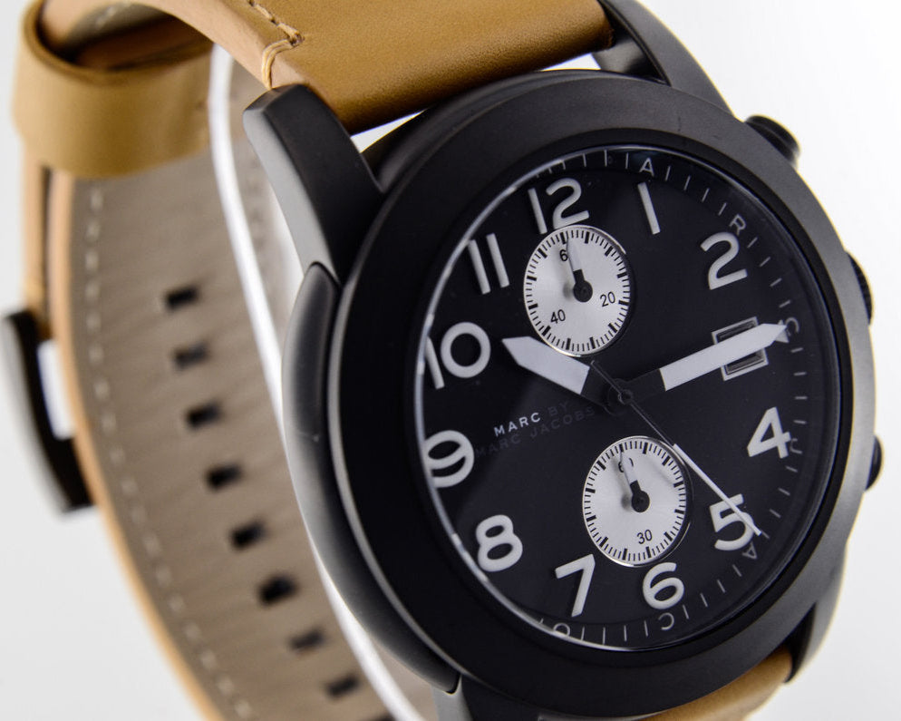 Buy Shop Marc Jacobs Larry Chronograph Black Dial Brown Leather Strap Watch for Men - MBM5053 USA Online