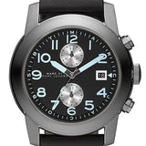 Marc Jacobs Larry Black Dial Black Leather Strap Watch for Men - MBM5054