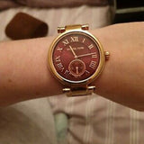Buy Shop Michael Kors Skylar Maroon Dial Rose Gold Steel Strap Watch for Women - MK6086 USA Online