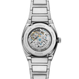 Buy Shop Fossil Everett Automatic Skeleton Blue Dial Silver Steel Strap Watch for Men - ME3220 USA Online