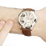 Buy Shop Fossil Grant Twist Multi-Function White Dial Brown Leather Strap Watch for Men - ME1144 USA Online