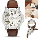 Buy Shop Fossil Grant Twist Multi-Function White Dial Brown Leather Strap Watch for Men - ME1144 USA Online