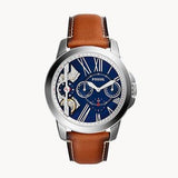 Buy Shop Fossil Grant Twist Multifunction Blue Dial Brown Leather Strap Watch for Men - ME1161 USA Online