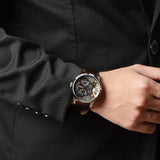 Buy Shop Fossil Townsman Automatic Black Dial Brown Leather Strap Watch for Men - ME1163 USA Online