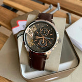 Buy Shop Fossil Townsman Automatic Black Dial Brown Leather Strap Watch for Men - ME1163 USA Online