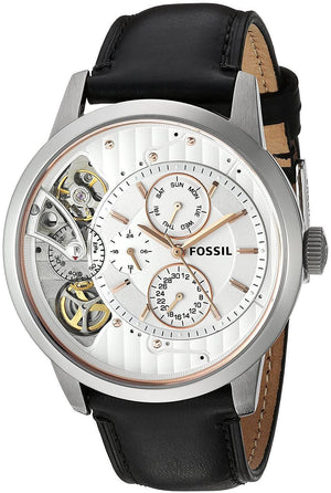 Buy Shop Fossil Townsman Twist Multifunction White Dial Black Leather Strap Watch for Men - ME1164 USA Online