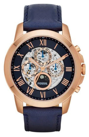 Buy Shop Fossil Grant Automatic Blue Dial Blue Leather Strap Watch for Men - ME3029 USA Online