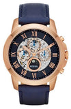 Buy Shop Fossil Grant Automatic Blue Dial Blue Leather Strap Watch for Men - ME3029 USA Online