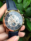 Buy Shop Fossil Grant Automatic Blue Dial Blue Leather Strap Watch for Men - ME3029 USA Online