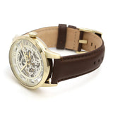 Buy Shop Fossil Townsman Automatic Skeleton Gold Dial Brown Leather Strap Watch for Men - ME3043 USA Online