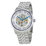 Buy Shop Fossil Townsman Automatic Skeleton Silver Dial Silver Steel Strap Watch for Men - ME3044 USA Online