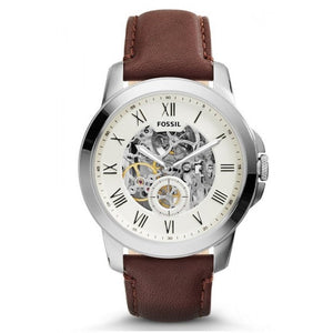 Buy Shop Fossil Grant Automatic White Dial Brown Leather Strap Watch for Men - ME3027 USA Online