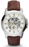 Buy Shop Fossil Grant Automatic Beige Skeleton Dial Brown Leather Strap Watch for Men - ME3099 USA Online