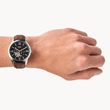 Buy Shop Fossil Townsman Automatic Black Dial Brown Leather Strap Watch for Men - ME3061 USA Online