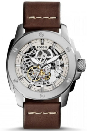 Buy Shop Fossil Modern Machine Automatic Skeleton White Dial Brown Leather Strap Watch for Women - ME3083 USA Online