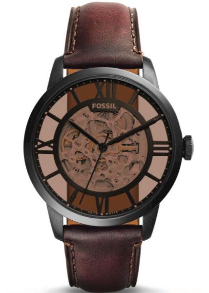 Buy Shop Fossil Townsman Automatic Skeleton Brown Dial Brown Leather Strap Watch for Men - ME3098 USA Online