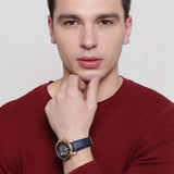 Buy Shop Fossil Grant Automatic Skeleton Blue Dial Blue Leather Strap Watch for Men - ME3102 USA Online