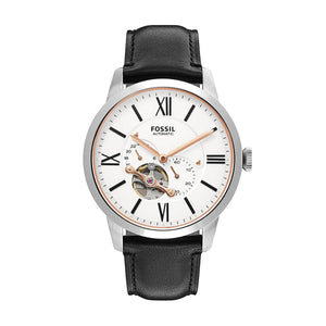 Buy Shop Fossil Townsman Automatic White Dial Black Leather Strap Watch for Men - ME3104 USA Online
