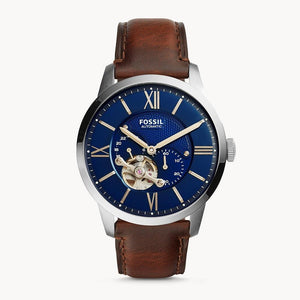 Buy Shop Fossil Townsman Automatic Blue Dial Brown Leather Strap Watch for Men - ME3110 USA Online