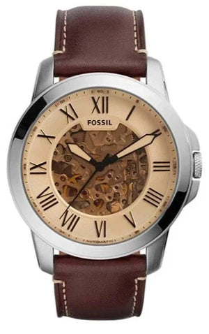 Buy Shop Fossil Grant Chronograph Cream Dial Brown Leather Strap Watch for Men - ME3122 USA Online