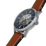 Buy Shop Fossil Townsman Automatic Skeleton Blue Dial Brown Leather Strap Watch for Men - ME3154 USA Online