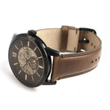 Buy Shop Fossil Townsman Automatic Black Dial Brown Leather Strap Watch for Men - ME3155 USA Online
