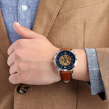 Buy Shop Fossil Neutra Automatic Luggage Skeleton Blue Dial Brown Leather Strap Watch for Men - ME3160 USA Online