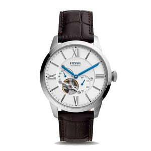 Buy Shop Fossil Townsman Automatic Chronograph White Dial Blue Leather Strap Watch for Men - ME3167 USA Online