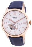 Buy Shop Fossil Townsman Automatic White Dial Navy Blue Leather Strap Watch for Men - ME3171 USA Online