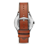 Buy Shop Fossil Forrester Luggage Automatic Skeleton Blue Dial Brown Leather Strap Watch for Men - ME3179 USA Online
