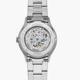 Buy Shop Fossil Forrester Automatic Skeleton Black Dial Silver Steel Strap Watch for Men - ME3180 USA Online