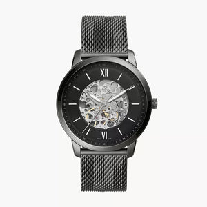 Buy Shop Fossil Neutra Automatic Skeleton Black Dial Grey Mesh Strap Watch for Men - ME3185 USA Online