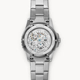 Buy Shop Fossil FB-01 Automatic Skeleton Black Dial Silver Steel Strap Watch for Men - ME3190 USA Online