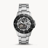 Buy Shop Fossil FB-01 Automatic Skeleton Black Dial Silver Steel Strap Watch for Men - ME3190 USA Online