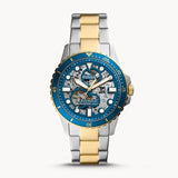Buy Shop Fossil FB-01 Automatic Skeleton Blue Dial Two Tone Steel Strap Watch for Men - ME3191 USA Online
