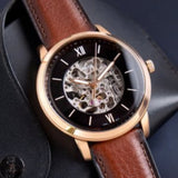 Buy Shop Fossil Neutra Automatic Skeleton Black Dial Brown Leather Strap Watch for Men - ME3195 USA Online