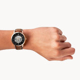 Buy Shop Fossil Neutra Automatic Skeleton Black Dial Brown Leather Strap Watch for Men - ME3195 USA Online