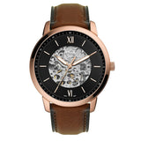 Buy Shop Fossil Neutra Automatic Skeleton Black Dial Brown Leather Strap Watch for Men - ME3195 USA Online