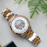 Buy Shop Fossil Neutra Automatic Skeleton White Dial Two Tone Steel Strap Watch for Men - ME3196 USA Online