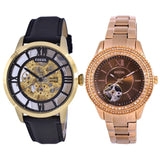 Buy Shop Fossil Townsman Automatic Skeleton Black Dial Black Leather Strap Watch for Men - ME3210 USA Online