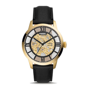 Buy Shop Fossil Townsman Automatic Skeleton Black Dial Black Leather Strap Watch for Men - ME3210 USA Online