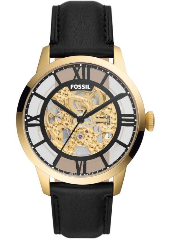 Buy Shop Fossil Townsman Automatic Skeleton Black Dial Black Leather Strap Watch for Men - ME3210 USA Online