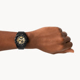 Buy Shop Fossil Bronson Automatic Skeleton Black Dial Black Steel Strap Watch for Men - ME3217 USA Online