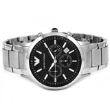 Buy Shop Emporio Armani Classic Chronograph Black Dial Silver Steel Strap Watch For Men - AR2434 USA Online