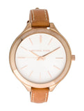 Buy Shop Michael Kors Runway Slim Quartz White Dial Beige Leather Strap Watch For Women - MK2284 USA Online