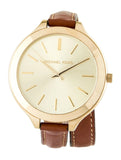 Buy Shop Michael Kors Runway Gold Dial Brown Leather Strap Watch For Women - MK2256 USA Online