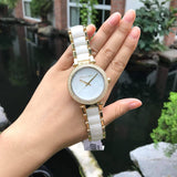 Buy Shop Michael Kors Parker Mother of Pearl Dial Two Tone Steel Strap Watch for Women - MK6400 USA Online