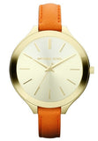 Buy Shop Michael Kors Runway Quartz Gold Dial Orange Leather Strap Watch For Women - MK2275 USA Online