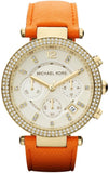 Buy Shop Michael Kors Parker Champagne Dial Orange Leather Strap Watch for Women - MK2279 USA Online
